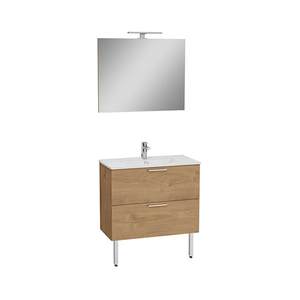 MEUBLE MIA CHÊNE DORE 80cm 67267 +PLAN VASQUE +MIROIR +ECLAIRAGE VITRA